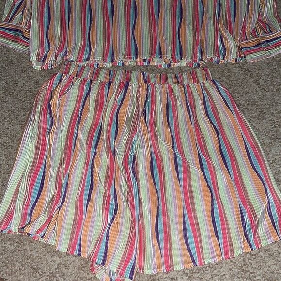 Pink Liky Bayside Brunch Pastel Stripped Plisse Button Up Set - Picture 10 of 10
